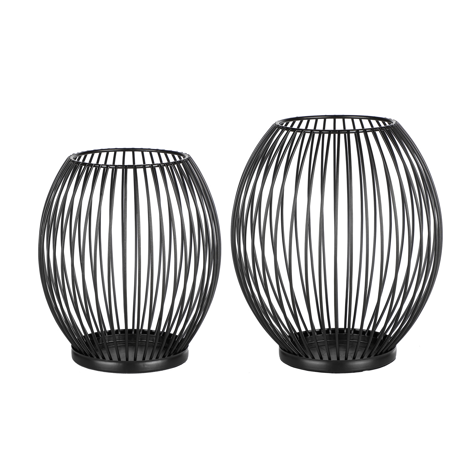Drahtkerzenhalter - Windlicht - Dekoration - Metall - H: 18cm - H: 15,5cm - schwarz - 2er Set Drahtkerzenhalter - Windlicht - Dekoration - Metall - H: 18cm - H: 15,5cm - schwarz - 2er Set
