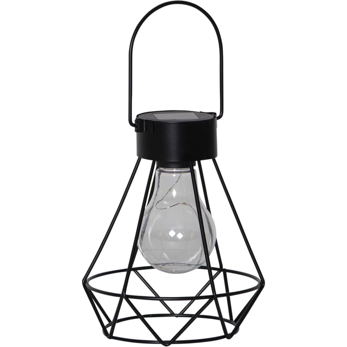 LED Solar Laterne "Eddy" - 5 warmweiße LED - H: 15,5cm - Dämmerungssensor - schwarz