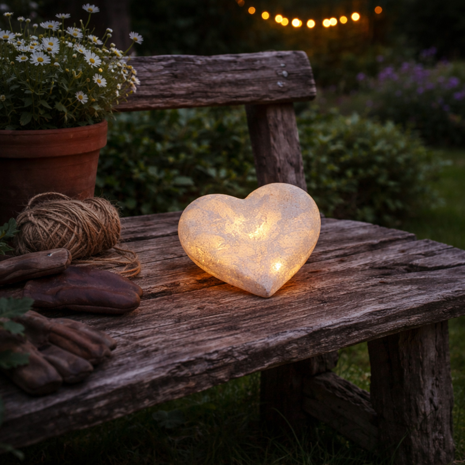LED Herz - Leuchtherz - Grabherz - Grabschmuck - L: 13cm - Timer  Batterie - für Außen