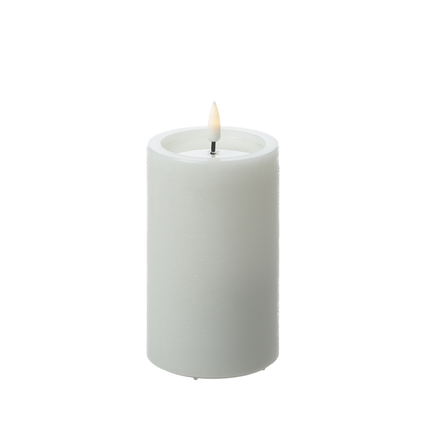 LED Kerze UNIQUE - Rustik-Optik - Echtwachs - H: 12,5cm - D: 7,5cm - bis zu 1500 Std. - weiß