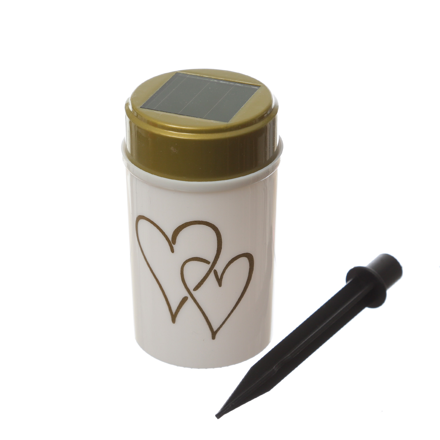 LED Solar Grablicht Herz - Grabkerze - H: 12cm - D: 7cm - Lichtsensor - inkl. Erdspieß - weiß LED Solar Grablicht Herz - Grabkerze - H: 12cm - D: 7cm - Lichtsensor - inkl. Erdspieß - weiß