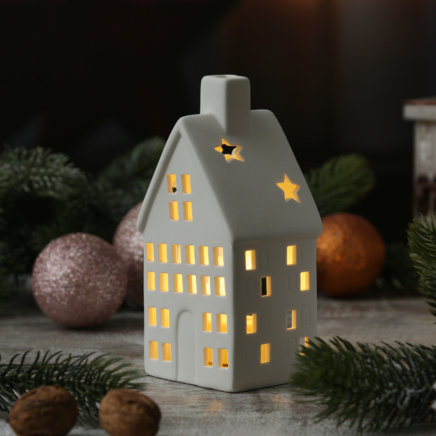 Teelichthalter Haus - Teelichthaus - Porzellan - H: 16,5cm - weiß Teelichthalter Haus - Teelichthaus - Porzellan - H: 16,5cm - weiß