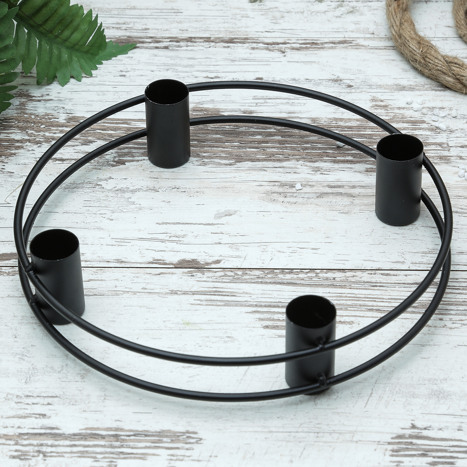 Stabkerzenhalter Adventskranz - Kerzenring - Kerzenständer - D: 20,5cm - schwarz