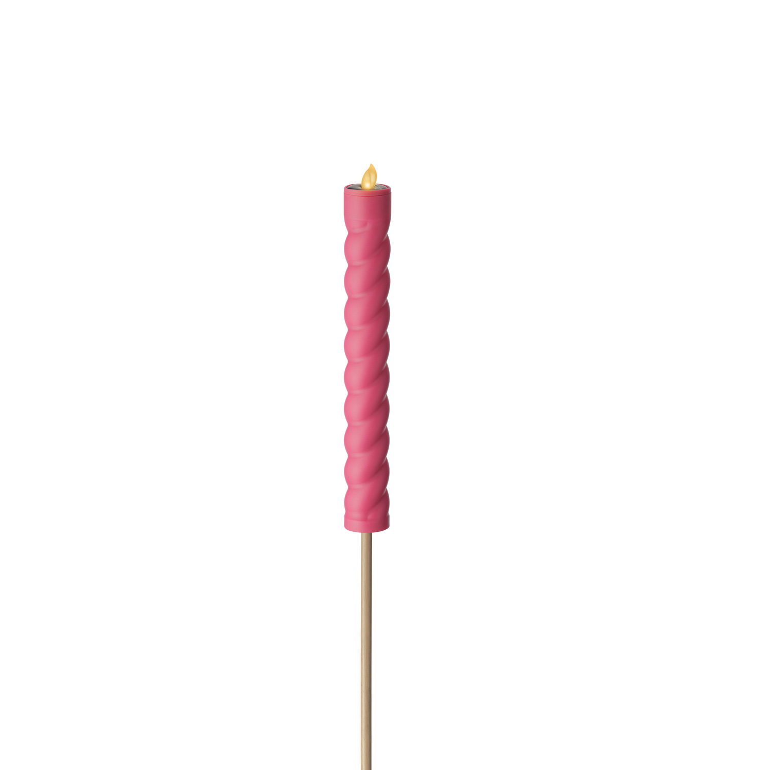 LED Solar Stabkerze TWIST - Gartenstecker - gelbe LED - H: 106cm - Dämmerungssensor - pink