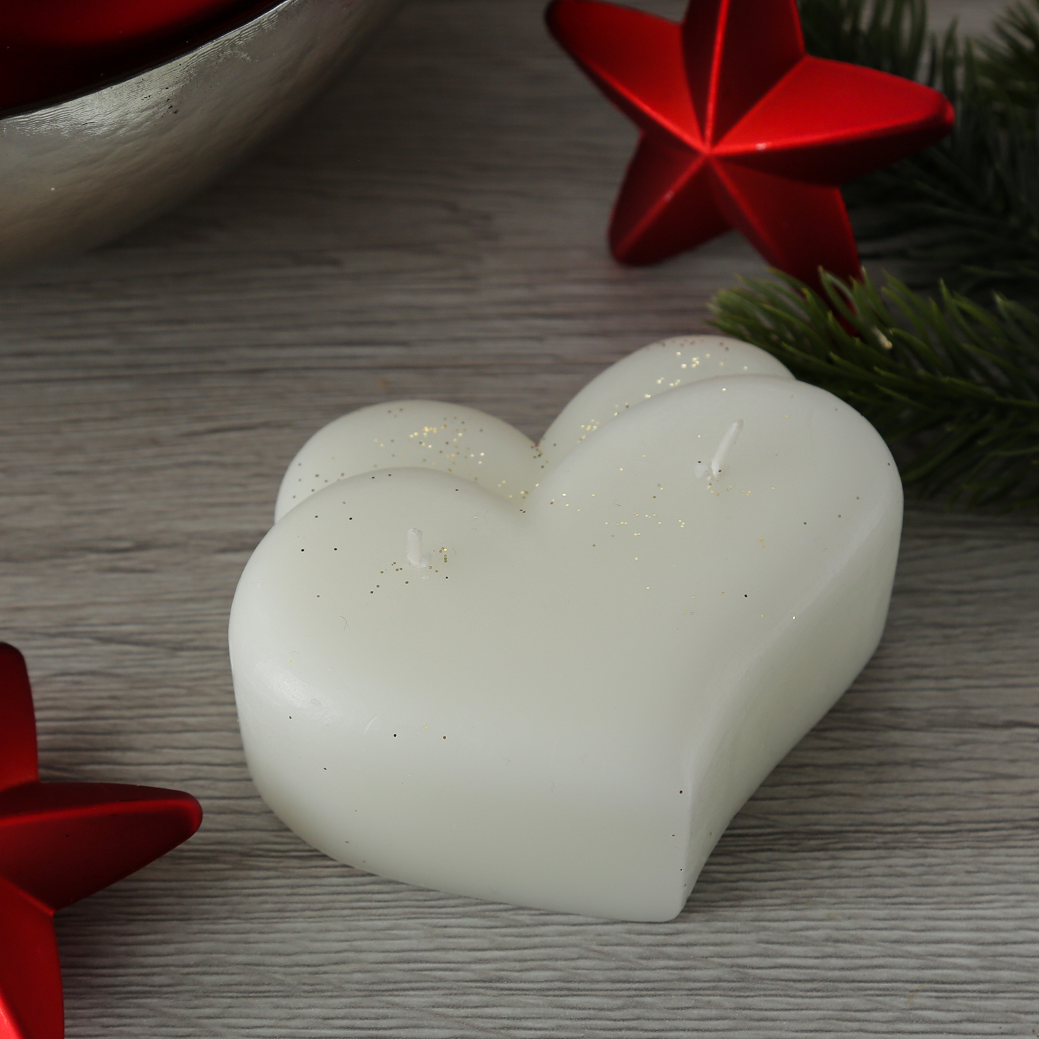 Kerze Herz in Geschenkverpackung - zur Hochzeit, Muttertag, Valentinstag - 2-Docht - weiß Kerze Herz in Geschenkverpackung - zur Hochzeit, Muttertag, Valentinstag - 2-Docht - weiß