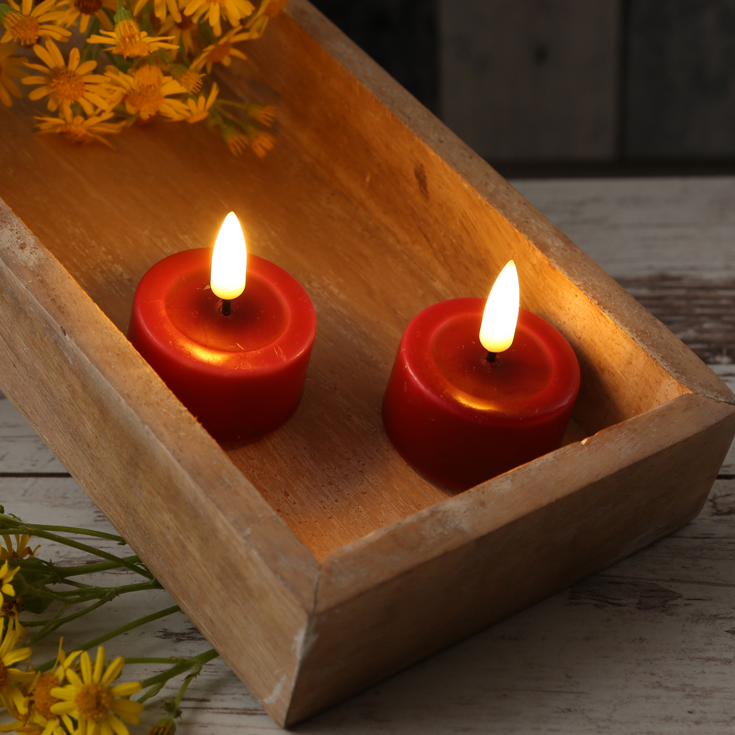 LED Teelichter MIA - Kunststoff - realistische 3D Flamme - D: 4,1cm - bordeauxrot - 2 Stk LED Teelichter MIA - Kunststoff - realistische 3D Flamme - D: 4,1cm - bordeauxrot - 2 Stk