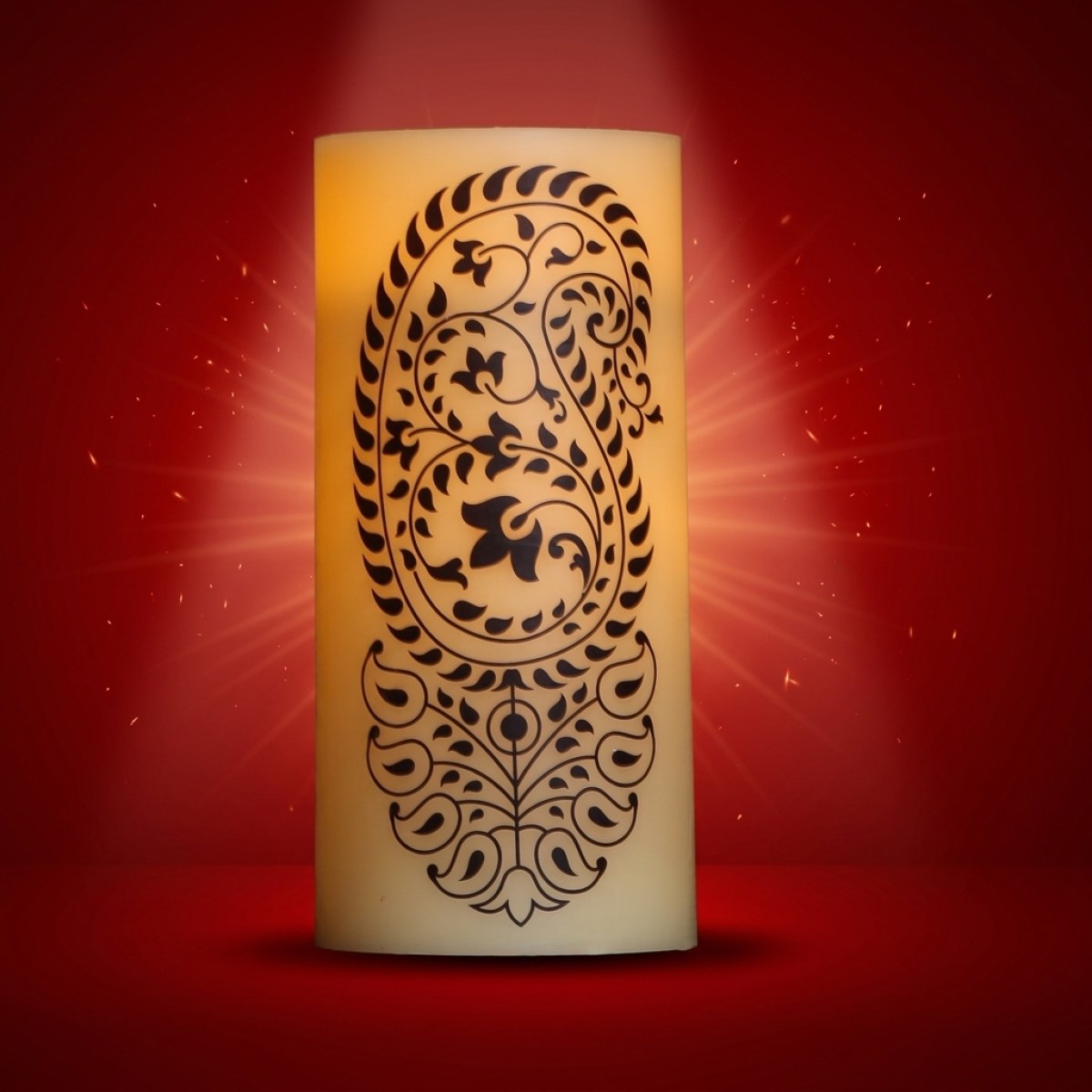 XXL LED Kerze Ornament - Echtwachs - flackernde LED - Timer - H: 25cm - D: 12cm - creme