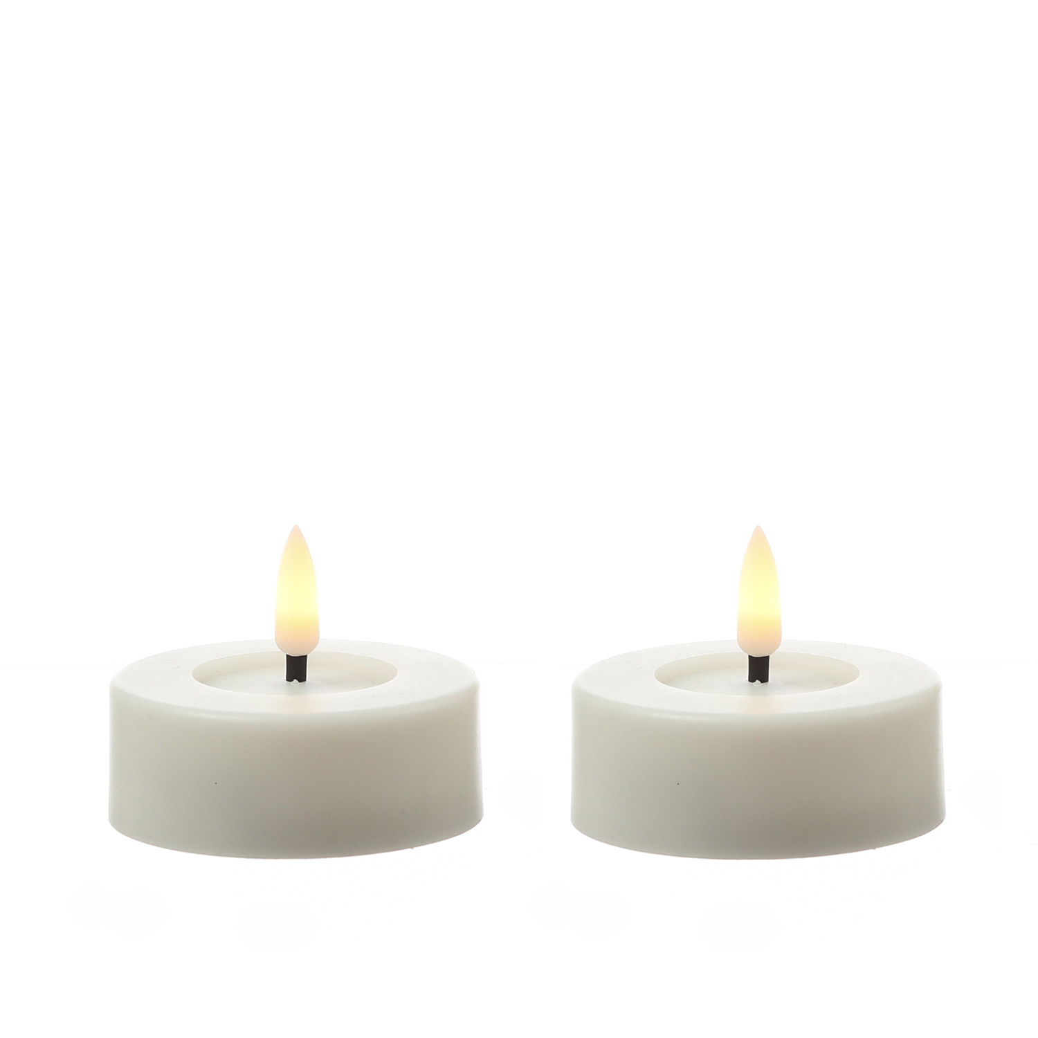 LED Maxi Teelichter - XL Outdoor Teelichter  - D: 6,5cm - Timer - Batteriebetrieb - weiß - 2er Set