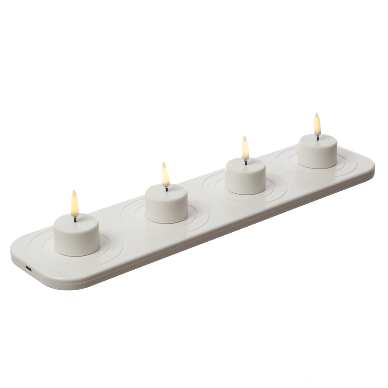 LED Mini Teelichter - 4 wiederaufladbare LED Teelichter mit Ladestation - Timer - für Außen