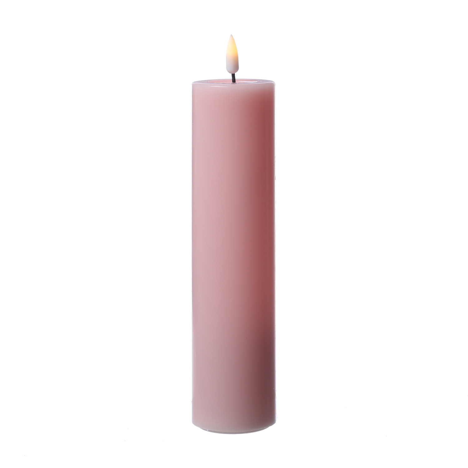 LED Stumpenkerze MIA - Echtwachs - realistische 3D Flamme -  H: 20cm D: 5cm - Batterie - rosa