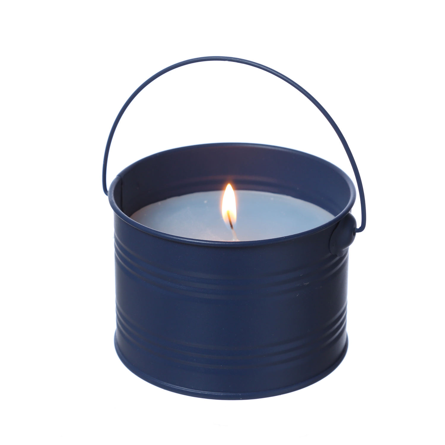 Duftkerze CITRONELLA - Echtwachs im Metalleimer - H: 8cm - gegen Stechmücken - blau
