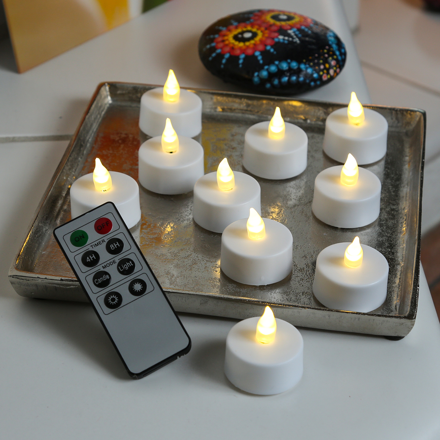 LED Teelichter - warmweiße flackernde Flamme - Timer - Inkl. Fernbedienung - 8 Funktionen - 10er Set