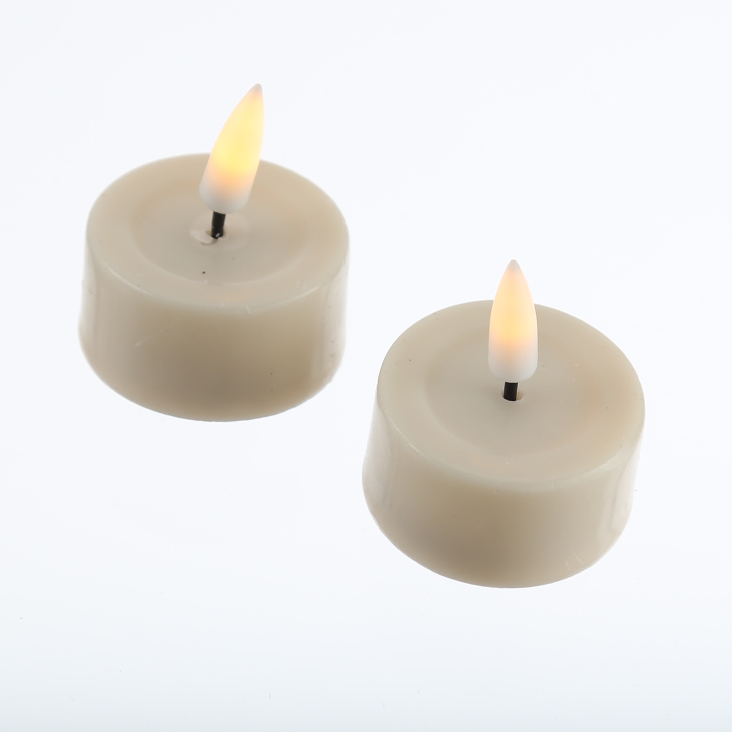 LED Teelichter MIA - Echtwachs - realistische 3D Flamme - Batteriebetrieb - D: 4,1cm - creme - 2 Stück LED Teelichter MIA - Echtwachs - realistische 3D Flamme - Batteriebetrieb - D: 4,1cm - creme - 2 Stück