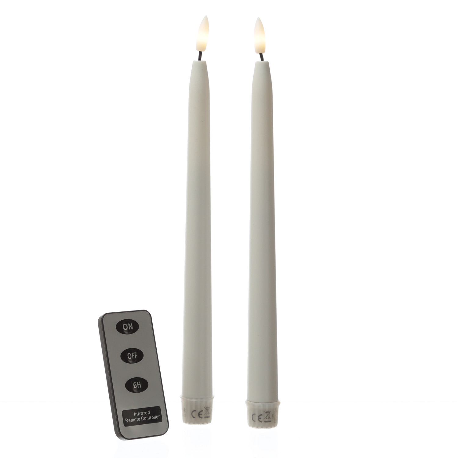 LED Stabkerzen - Kunststoff - realistische 3D Flamme - H: 28cm - Timer - für Innen/Außen - weiß LED Stabkerzen - Kunststoff - realistische 3D Flamme - H: 28cm - Timer - für Innen/Außen - weiß