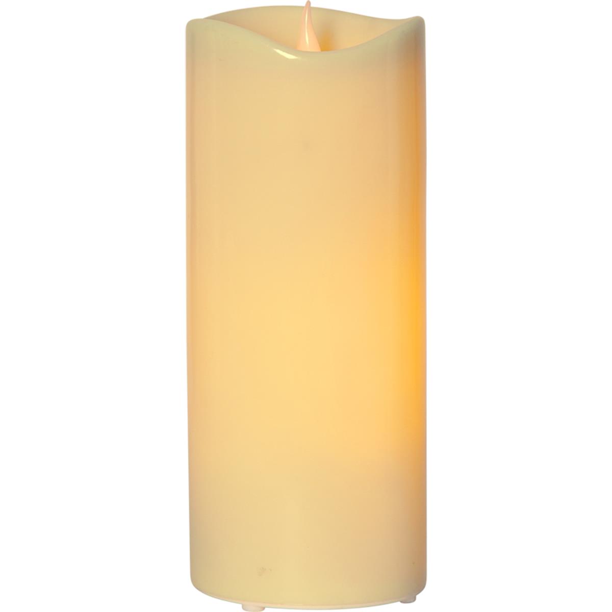 LED Stumpenkerze "Grande" - Kunststoff - flackernde warmweiße LED - H: 31cm - outdoor - beige