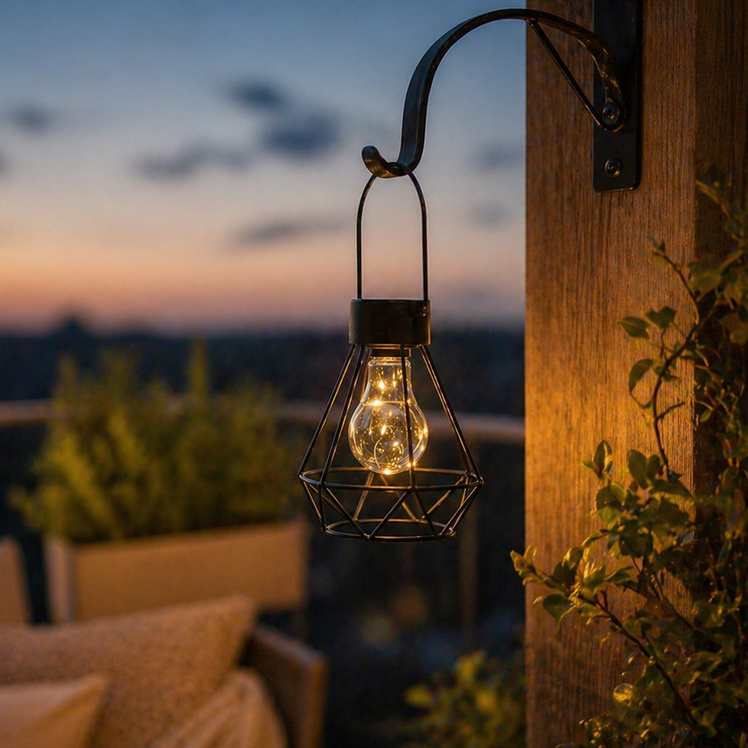 LED Solar Laterne "Eddy" - 5 warmweiße LED - H: 15,5cm - Dämmerungssensor - schwarz