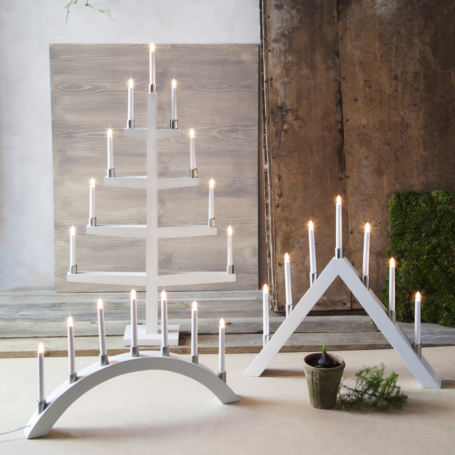 Lichterbogen TALL  - 7 warmweiße Glühlampen - L: 67cm, H: 40cm - Holz - Schalter - Weiß Lichterbogen TALL  - 7 warmweiße Glühlampen - L: 67cm, H: 40cm - Holz - Schalter - Weiß