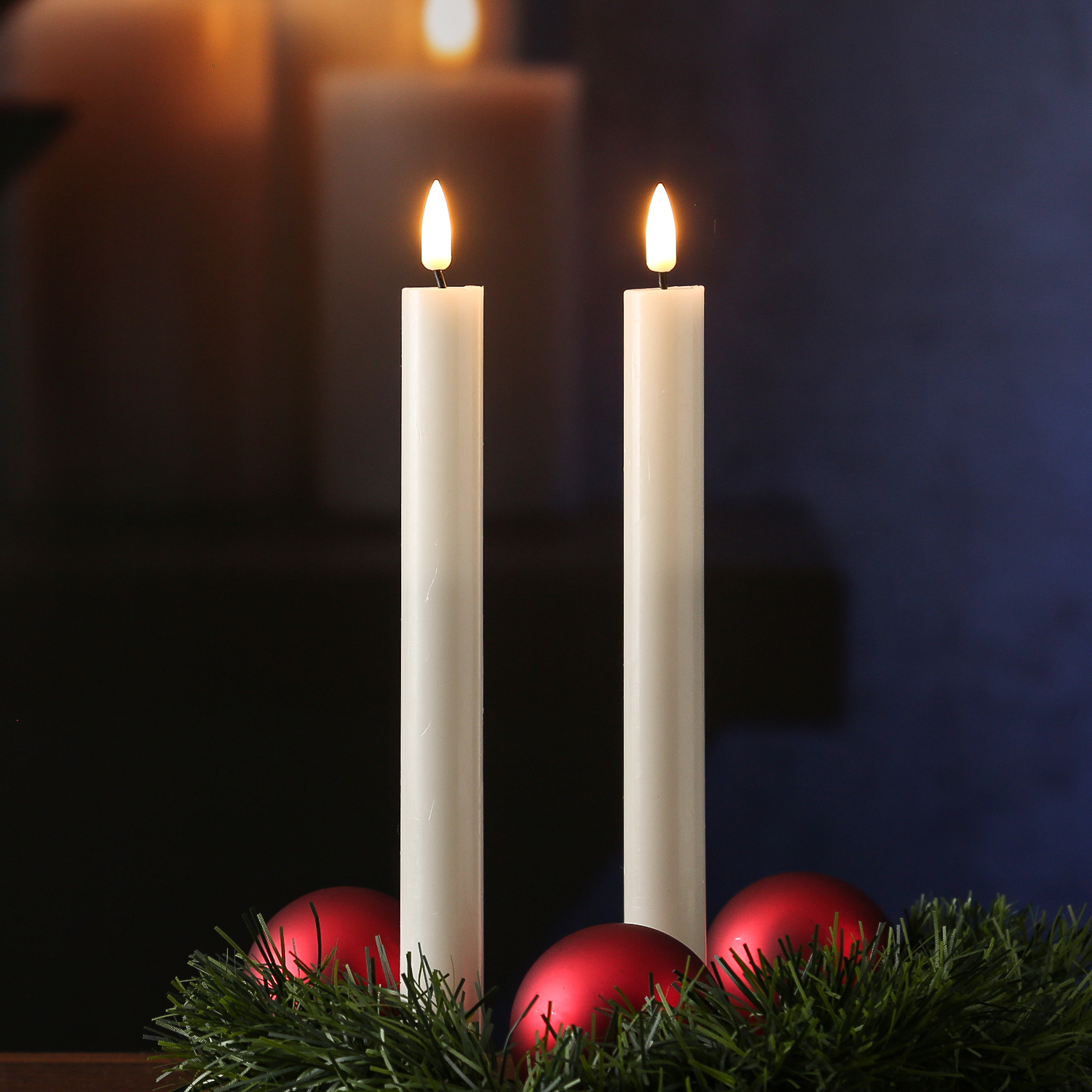 LED Stabkerzen MIA - Echtwachs - realistische 3D Flamme - H: 24cm - Batteriebetrieb - creme - 2 Stk LED Stabkerzen MIA - Echtwachs - realistische 3D Flamme - H: 24cm - Batteriebetrieb - creme - 2 Stk
