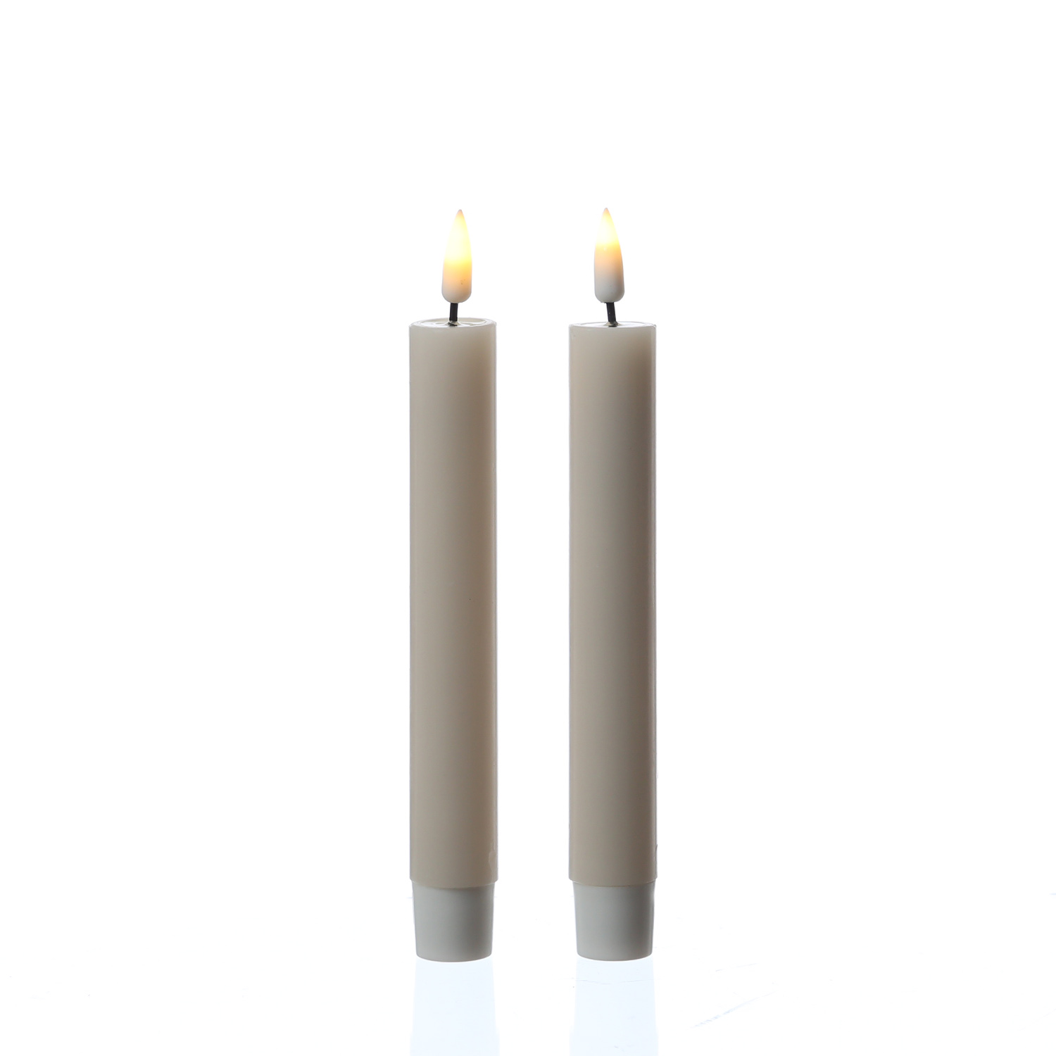 LED Stabkerzen MIA - Echtwachs - realistische 3D Flamme - H: 15cm - Batteriebetrieb - creme - 2 Stk