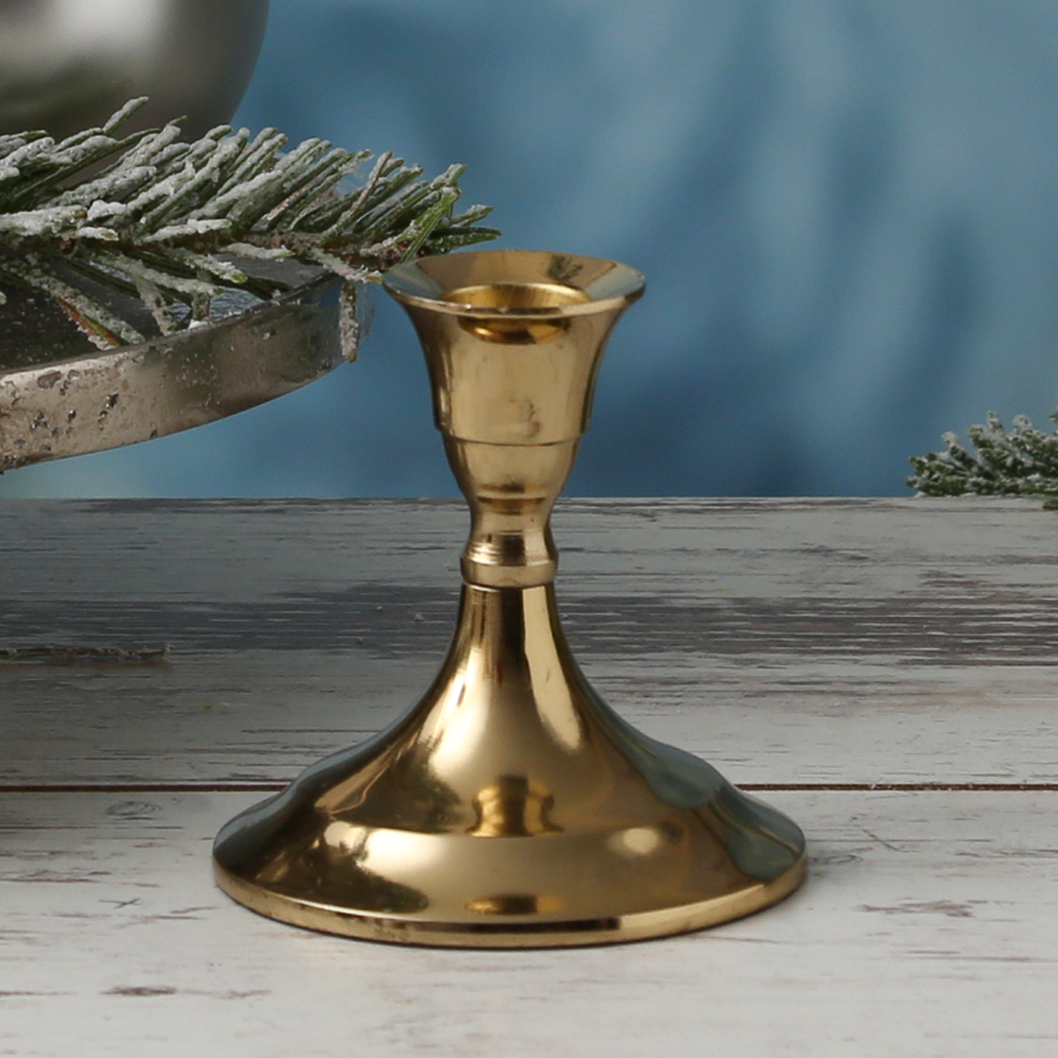 Stabkerzenhalter - Kerzenständer - Metall - H: 9,5cm - D: 9cm - gold