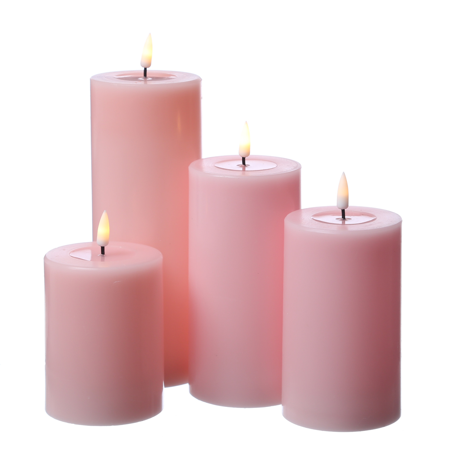 LED Stumpenkerze MIA - Echtwachs - realistische 3D Flamme - H: 10cm - Batteriebetrieb - rosa LED Stumpenkerze MIA - Echtwachs - realistische 3D Flamme - H: 10cm - Batteriebetrieb - rosa