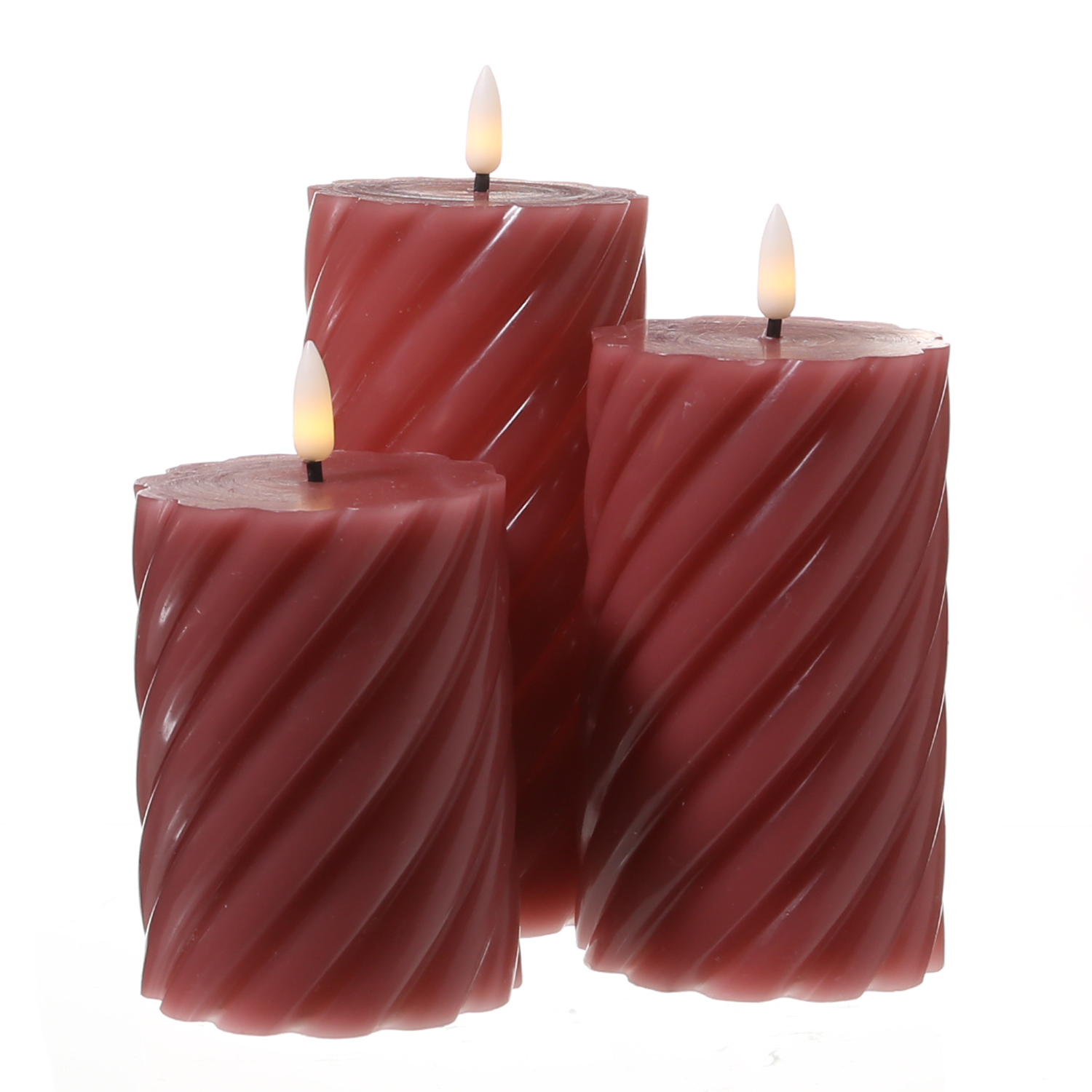 LED Stumpenkerze SWIRL - Echtwachs - warmweiße 3D Flamme - H: 15cm - Batterie - Timer - altrosa LED Stumpenkerze SWIRL - Echtwachs - warmweiße 3D Flamme - H: 15cm - Batterie - Timer - altrosa
