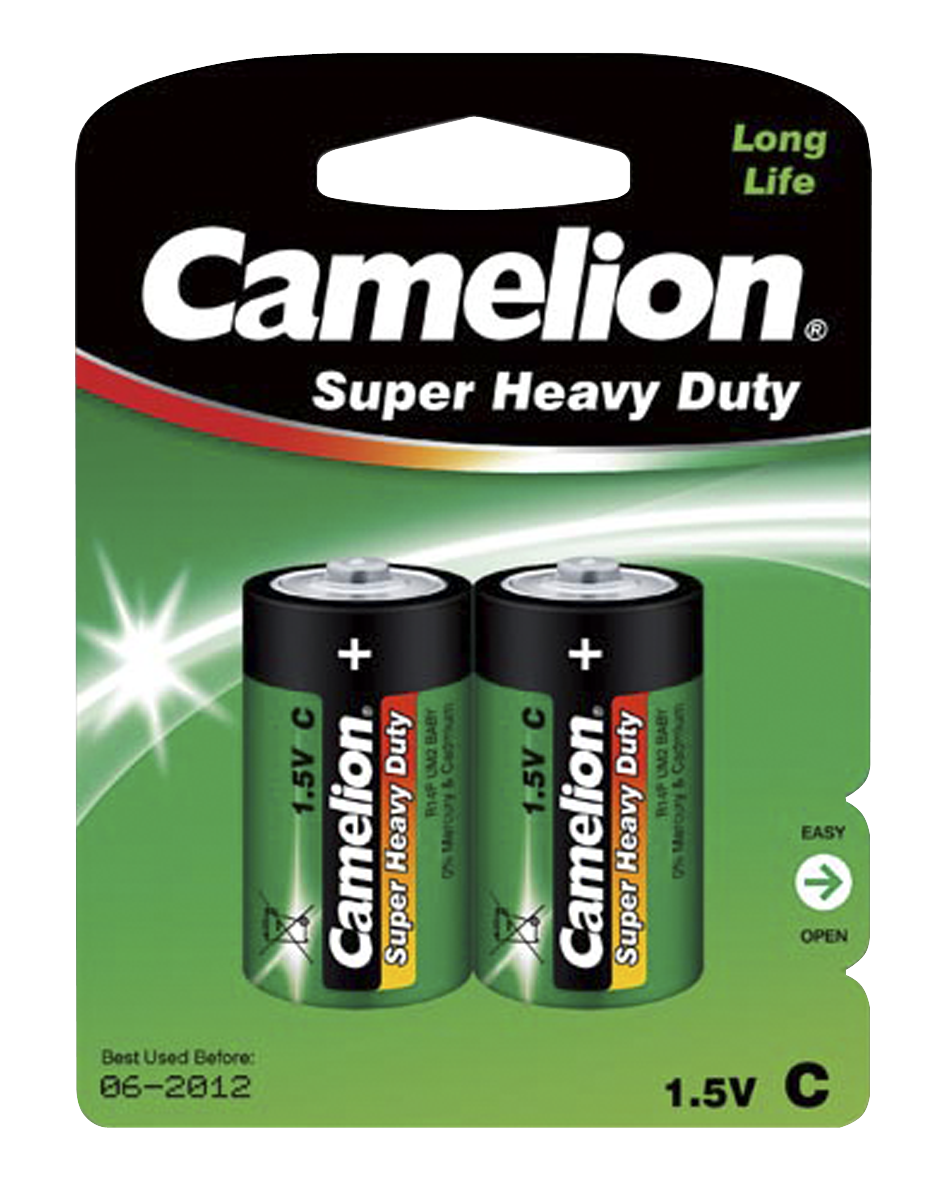 Camelion Batterie Baby C - 2 Stück - Typ: LR14 - 1,5V - Super Heavy Duty - Long Life