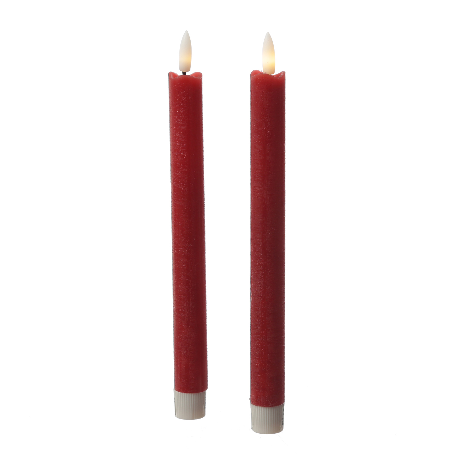 LED Stabkerzen LINA - Rustik-Optik - Echtwachs - flackernd  - H: 24,5cm - Timer - rot - 2er Set LED Stabkerzen LINA - Rustik-Optik - Echtwachs - flackernd  - H: 24,5cm - Timer - rot - 2er Set