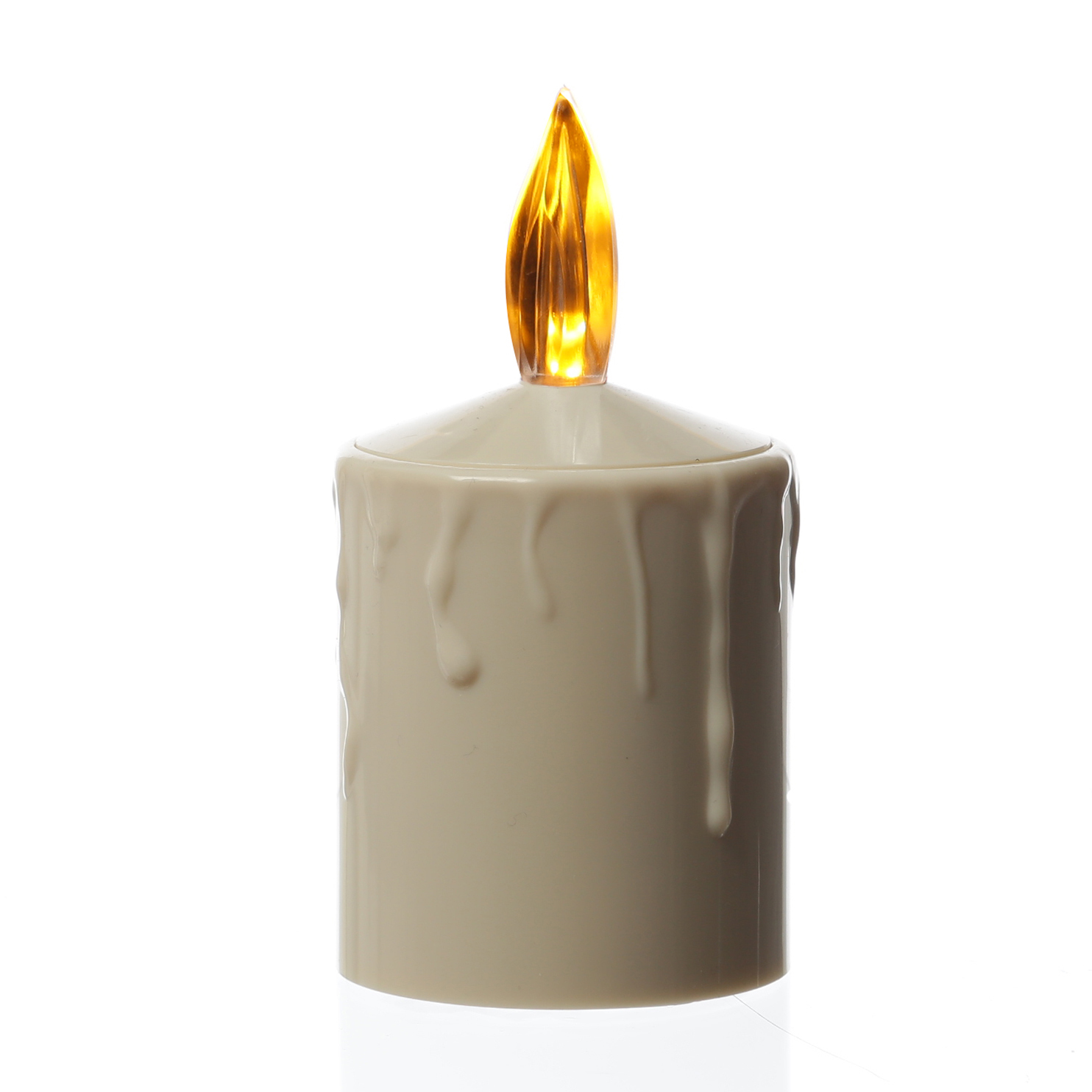 LED Kerze - Grabkerze - Grablicht - H: 11,5cm/D: 6cm - Sensor - für Außen - bis 500h - beige