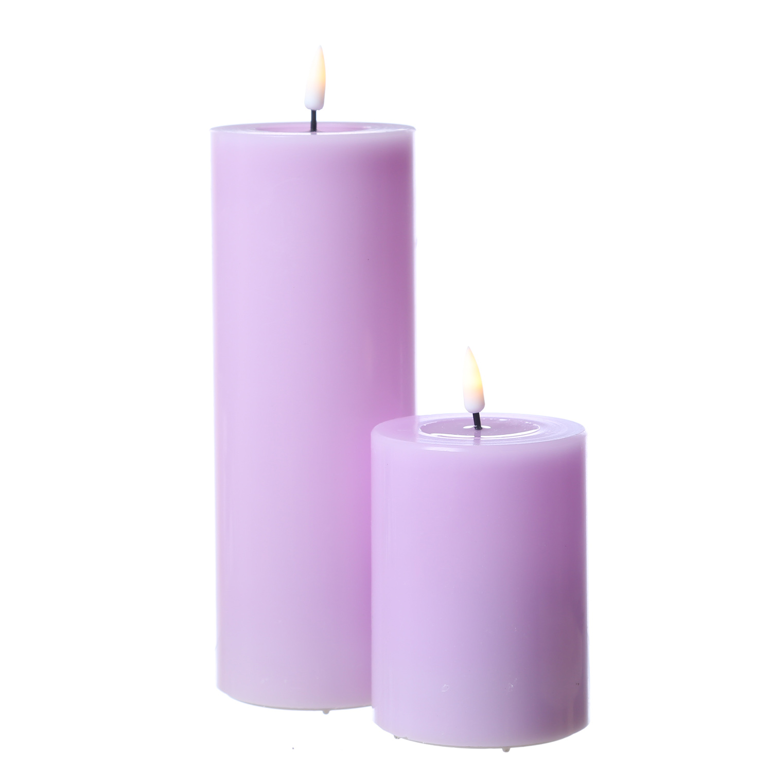 LED Stumpenkerze MIA - Echtwachs - realistische 3D Flamme - H: 20cm - D: 7,5cm - lavendel