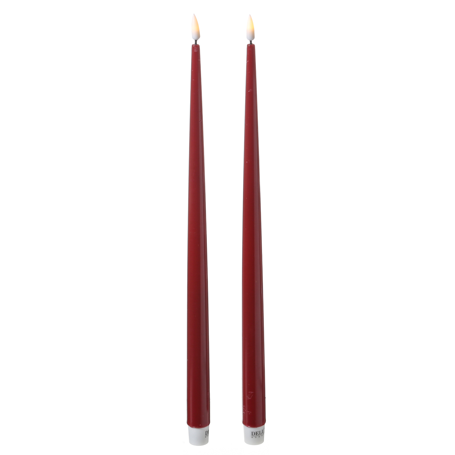 LED Stabkerzen ELLA - Echtwachs - realistische 3D Flamme - H: 38cm - bordeauxrot - 2 Stück LED Stabkerzen ELLA - Echtwachs - realistische 3D Flamme - H: 38cm - bordeauxrot - 2 Stück
