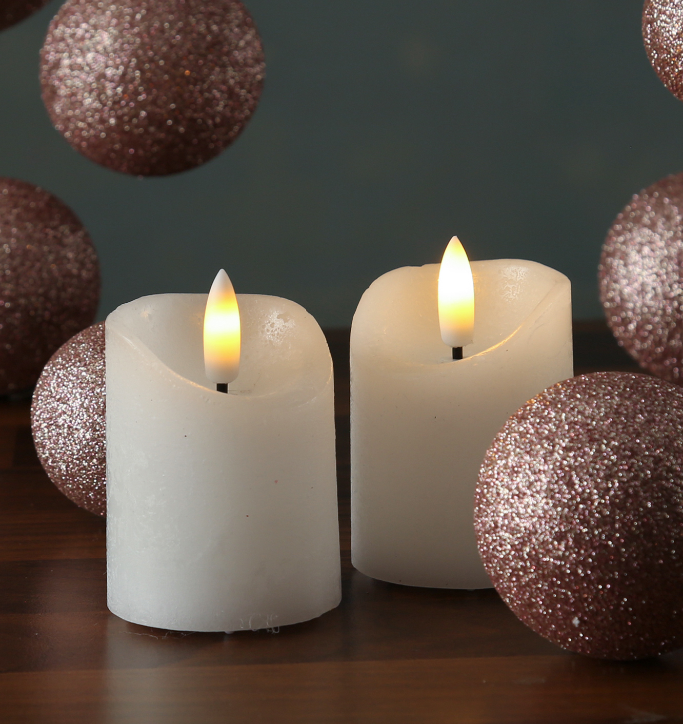 LED Mini Kerzen - Echtwachs - H: 7,5cm - D: 5cm - inkl. Batterien - Timer - weiß - 2St.