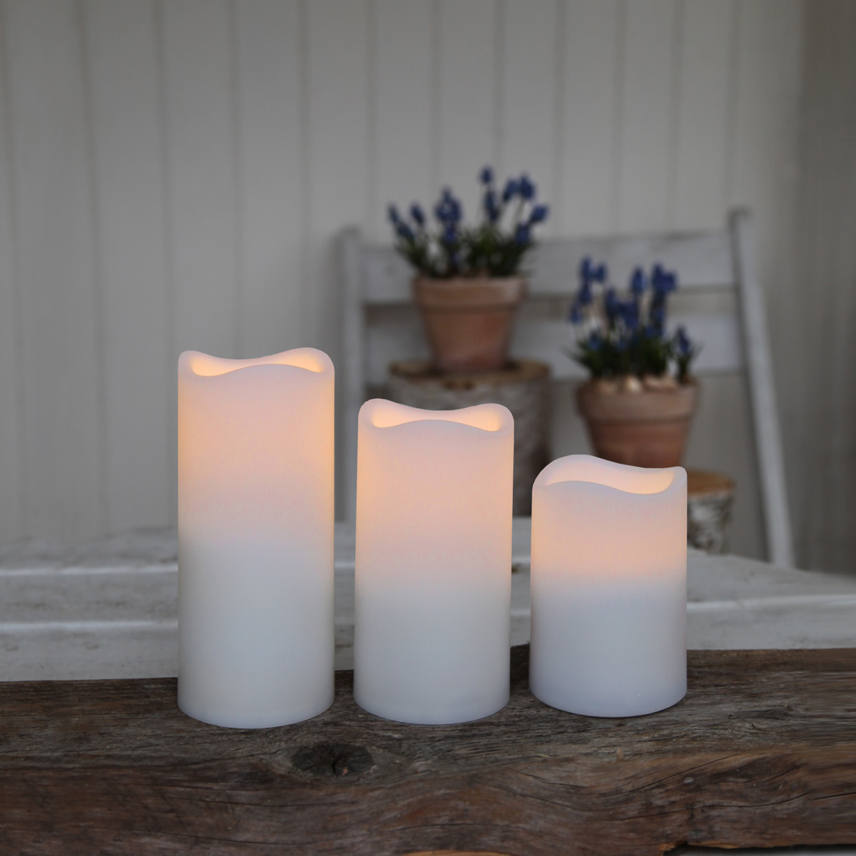 LED Kerzenset Wave - Echtwachs - flackernd - Timer - Fernbedienung - creme