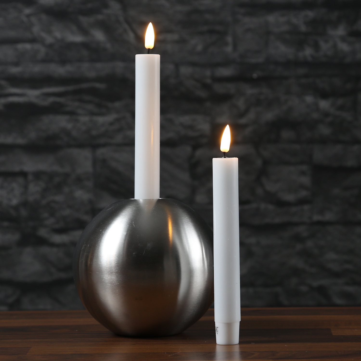 LED Stabkerzen MIA - Echtwachs - realistische 3D Flamme - H: 15cm - Batteriebetrieb - weiß - 2 Stk LED Stabkerzen MIA - Echtwachs - realistische 3D Flamme - H: 15cm - Batteriebetrieb - weiß - 2 Stk