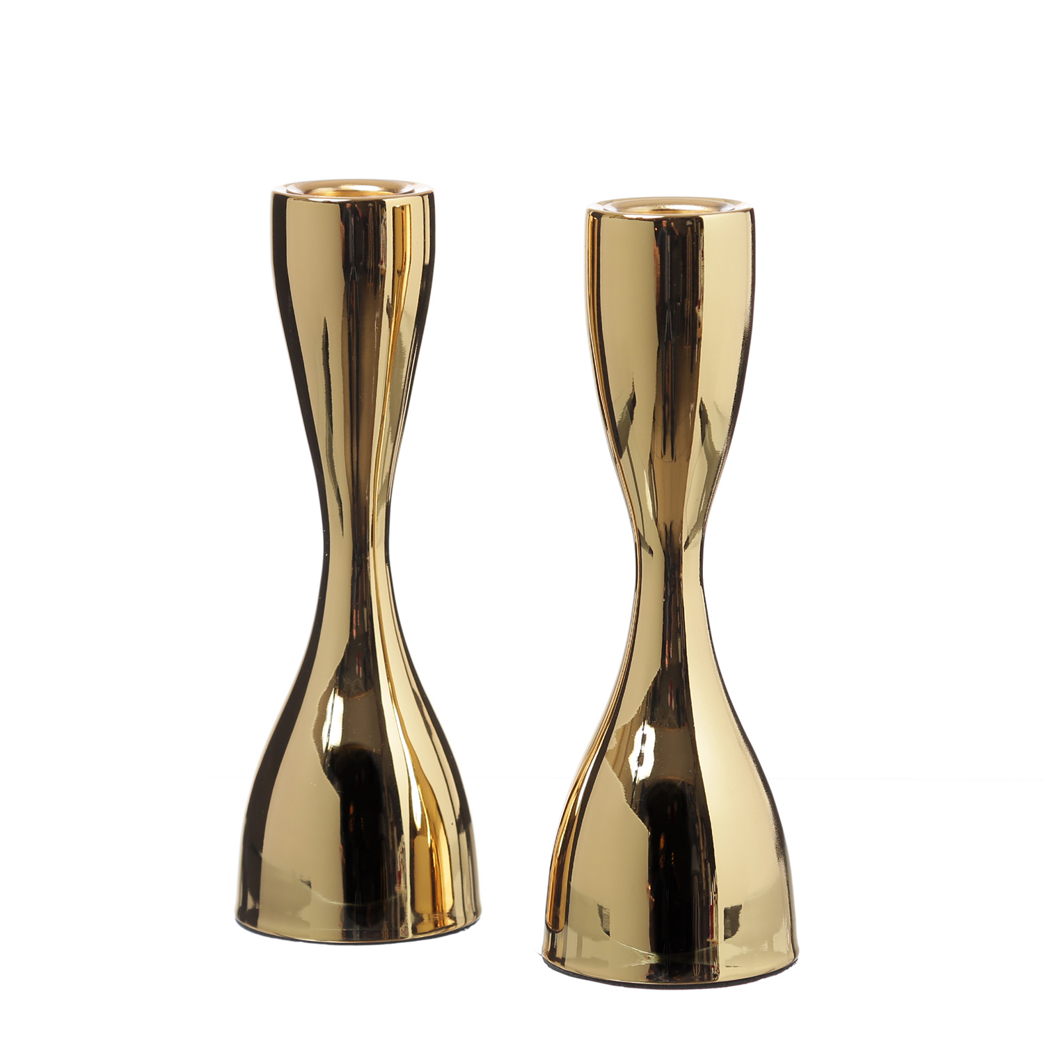Stabkerzenhalter - Kerzenständer - Metall - H: 18cm - gold - 2er Set Stabkerzenhalter - Kerzenständer - Metall - H: 18cm - gold - 2er Set