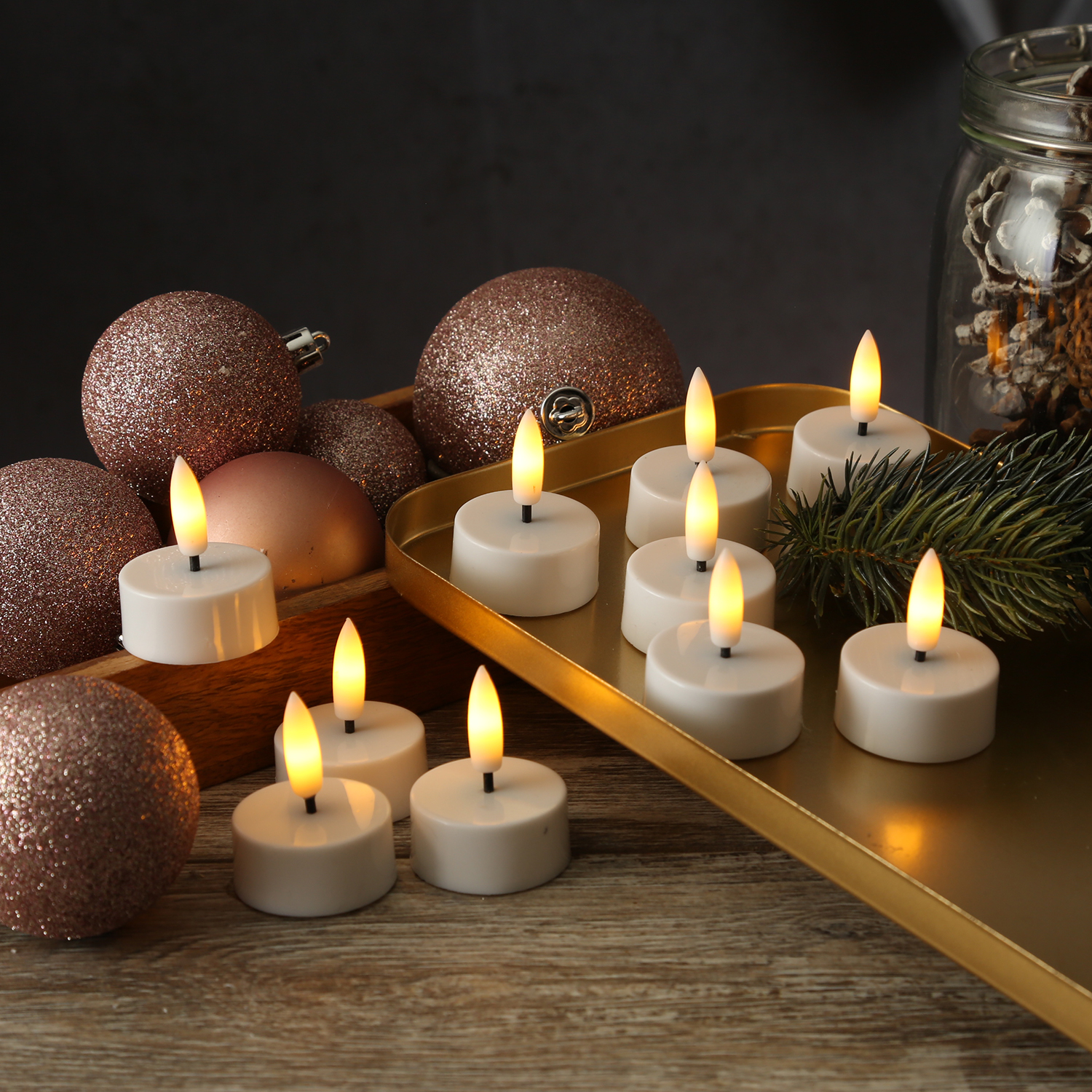 LED Mini Teelichter - Kunststoff - inkl. Batterien - Timer - D: 3,8cm - weiß - 20 Stück