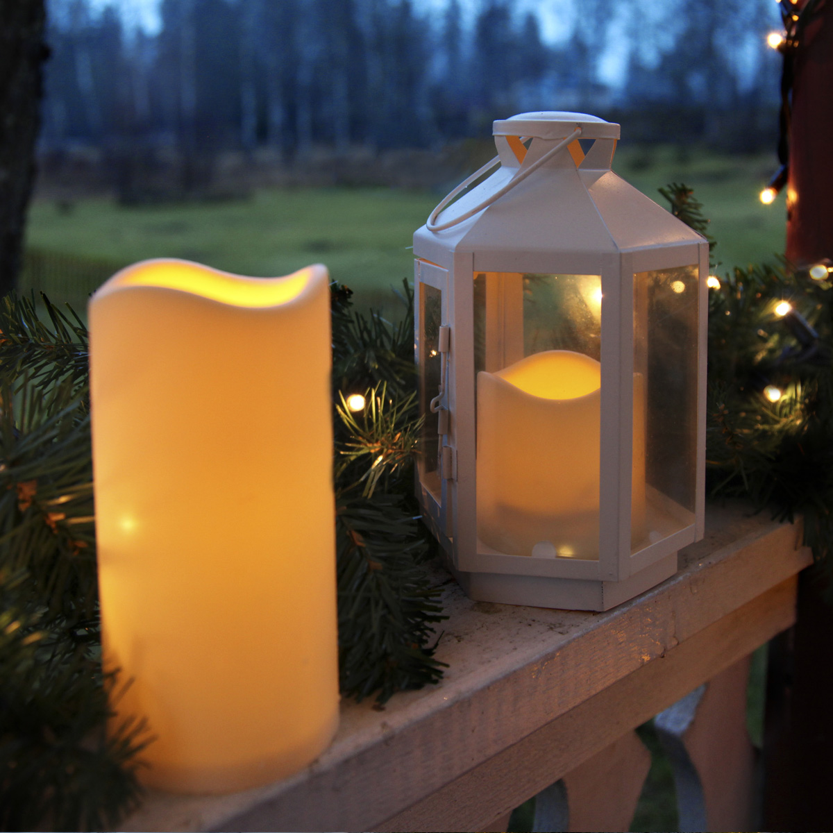 LED Stumpenkerze "Paul" - flackernde LED - H: 15cm - Batteriebetrieb - Timer - outdoor - creme