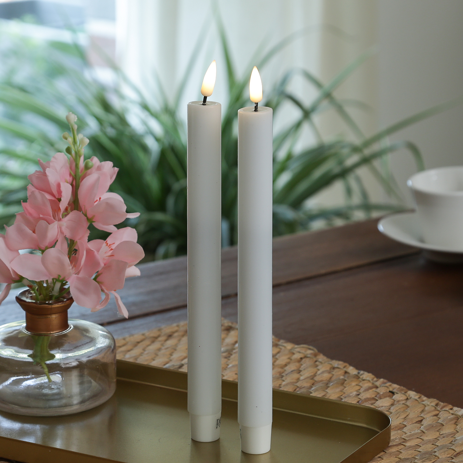 LED Stabkerzen MIA - Echtwachs - realistische 3D Flamme - H: 24cm - Batteriebetrieb - weiß - 2 Stk