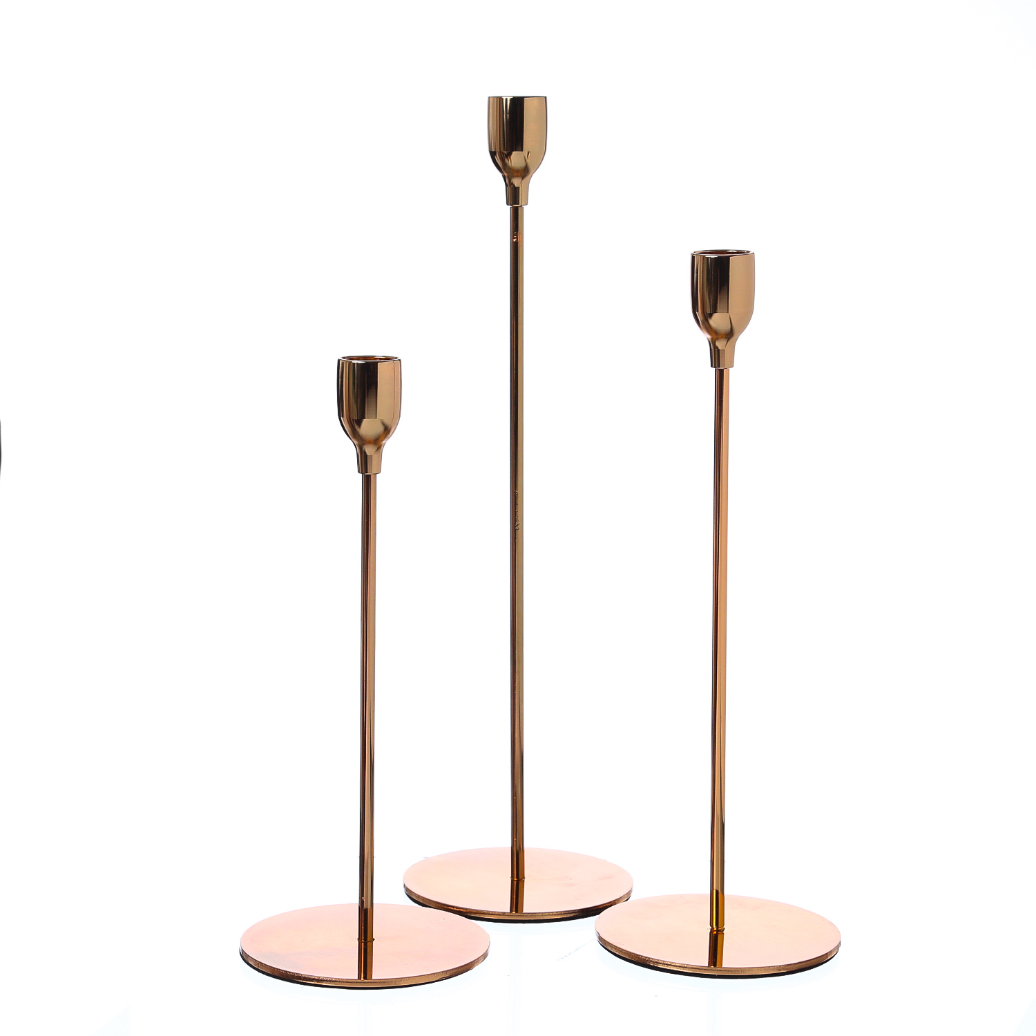 Stabkerzenhalter - Metall - unterschiedliche Größen - roségold - 3er Set Stabkerzenhalter - Metall - unterschiedliche Größen - roségold - 3er Set