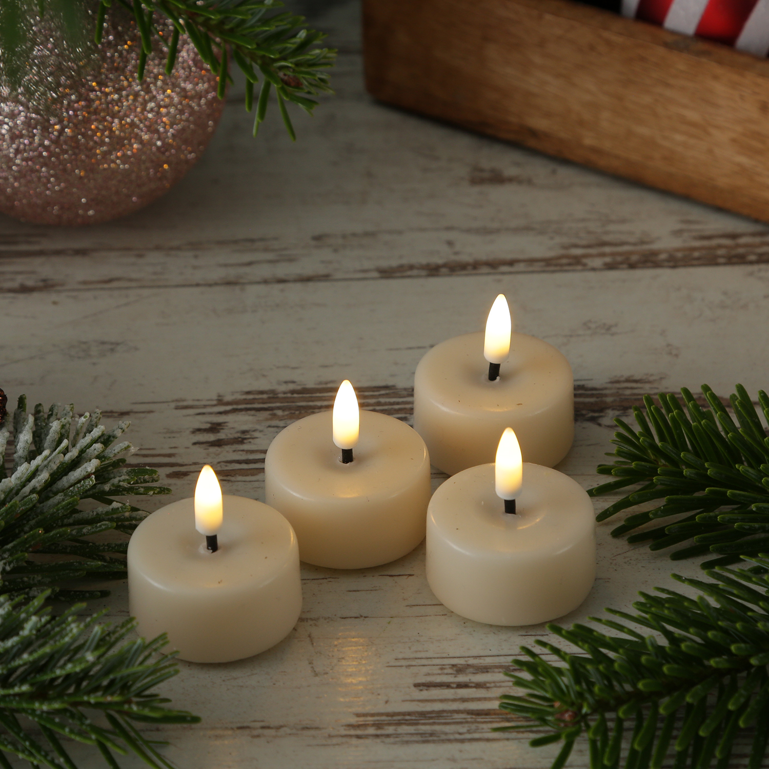 LED Mini Teelichter MIA - realistische 3D Flamme - D: 3,5cm - inkl. Batterien - creme - 4 Stück LED Mini Teelichter MIA - realistische 3D Flamme - D: 3,5cm - inkl. Batterien - creme - 4 Stück