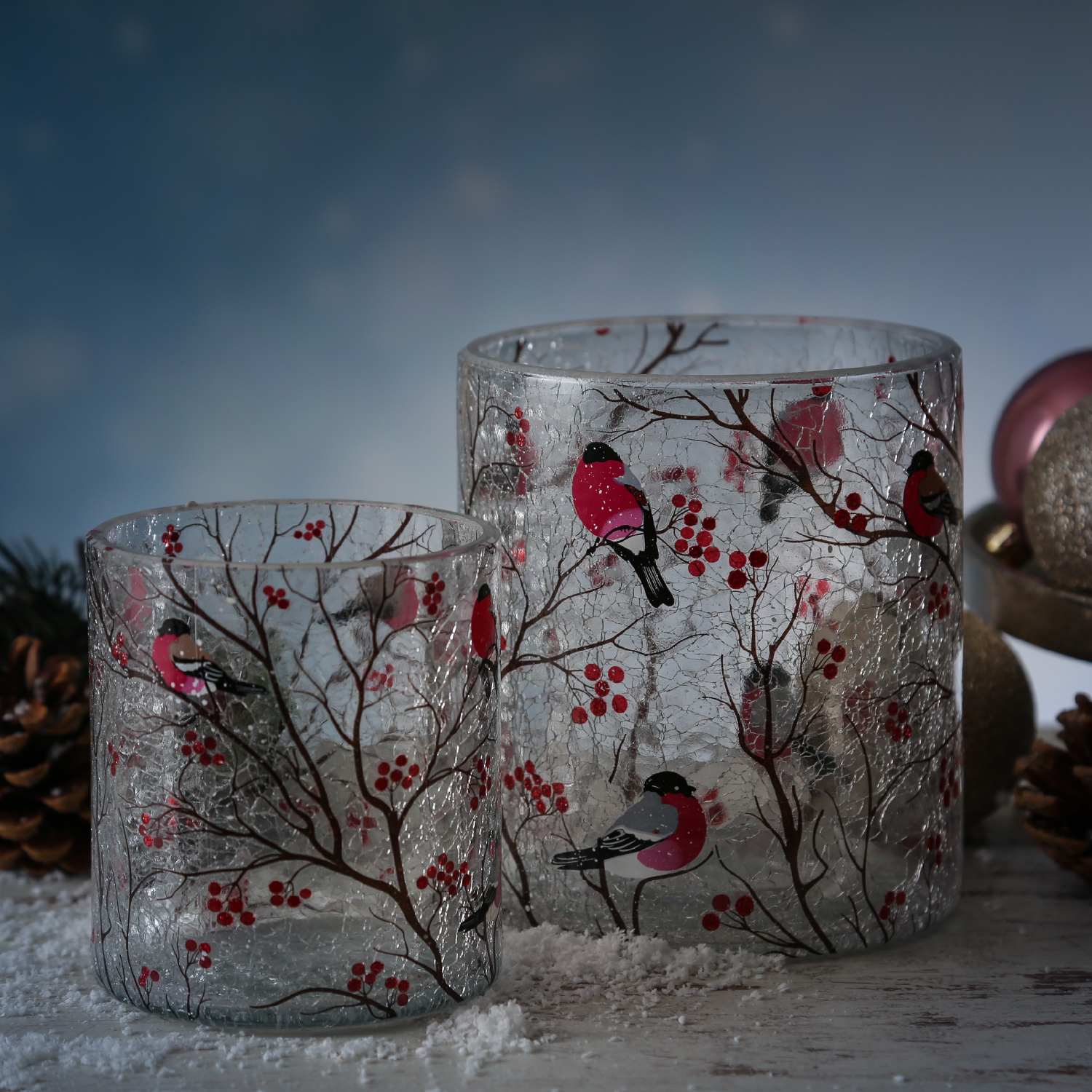 Teelichthalter GIMPEL - Windlicht - Bruchglasoptik - Glas - H: 13cm - D: 11,5cm Teelichthalter GIMPEL - Windlicht - Bruchglasoptik - Glas - H: 13cm - D: 11,5cm