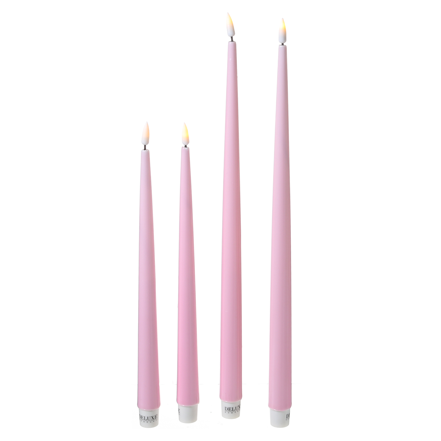 LED Stabkerzen ELLA - Echtwachs - realistische 3D Flamme - H: 28cm - rosa - 2 Stück