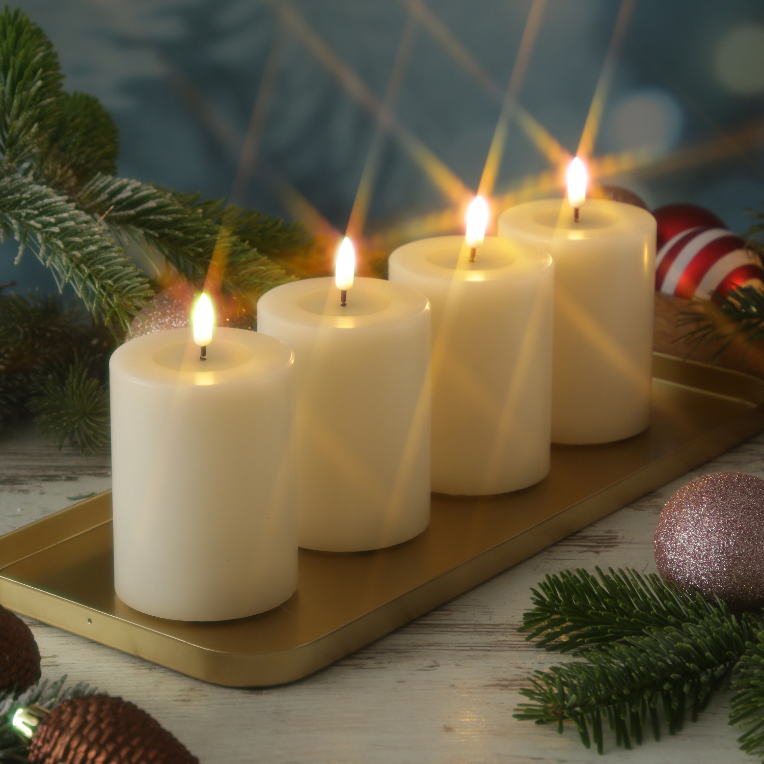 LED Kerzenset MIA - Echtwachs - H: 10cm/D: 7,5cm - mit Batterien/Fernbedienung - creme - 4er Set LED Kerzenset MIA - Echtwachs - H: 10cm/D: 7,5cm - mit Batterien/Fernbedienung - creme - 4er Set
