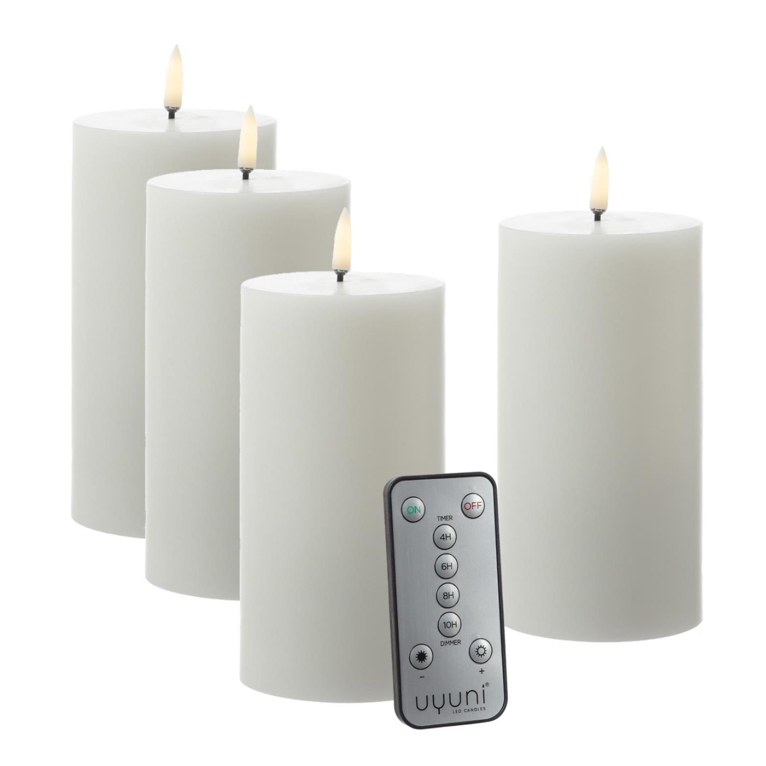 LED Kerzenset THEA - inkl. Batterien-Fernbedienung - H- 15cm - bis zu 1000 Std. - weiss - 4er Set