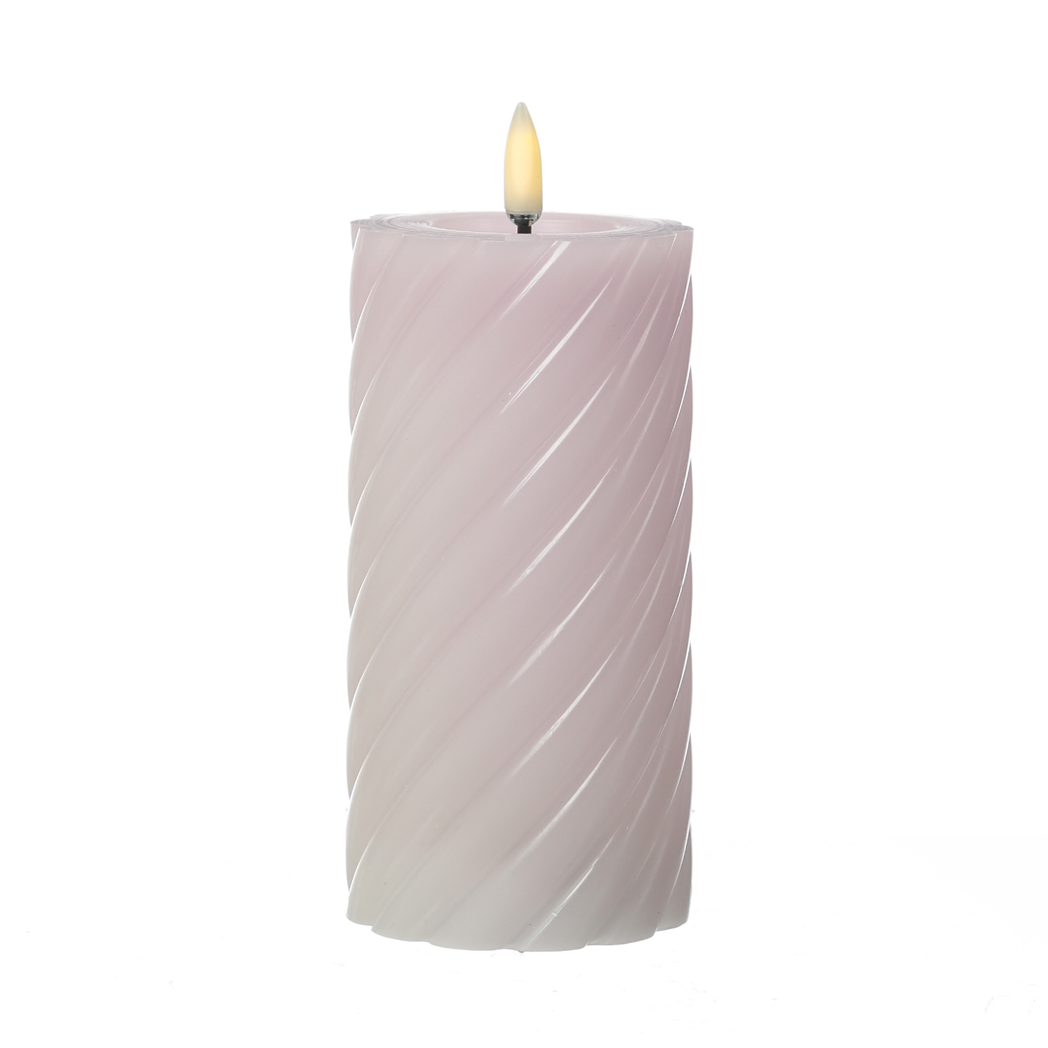 LED Stumpenkerze TWIST - Echtwachs - warmweiße 3D Flamme - H: 17,5cm - Batterie - Timer - flieder LED Stumpenkerze TWIST - Echtwachs - warmweiße 3D Flamme - H: 17,5cm - Batterie - Timer - flieder