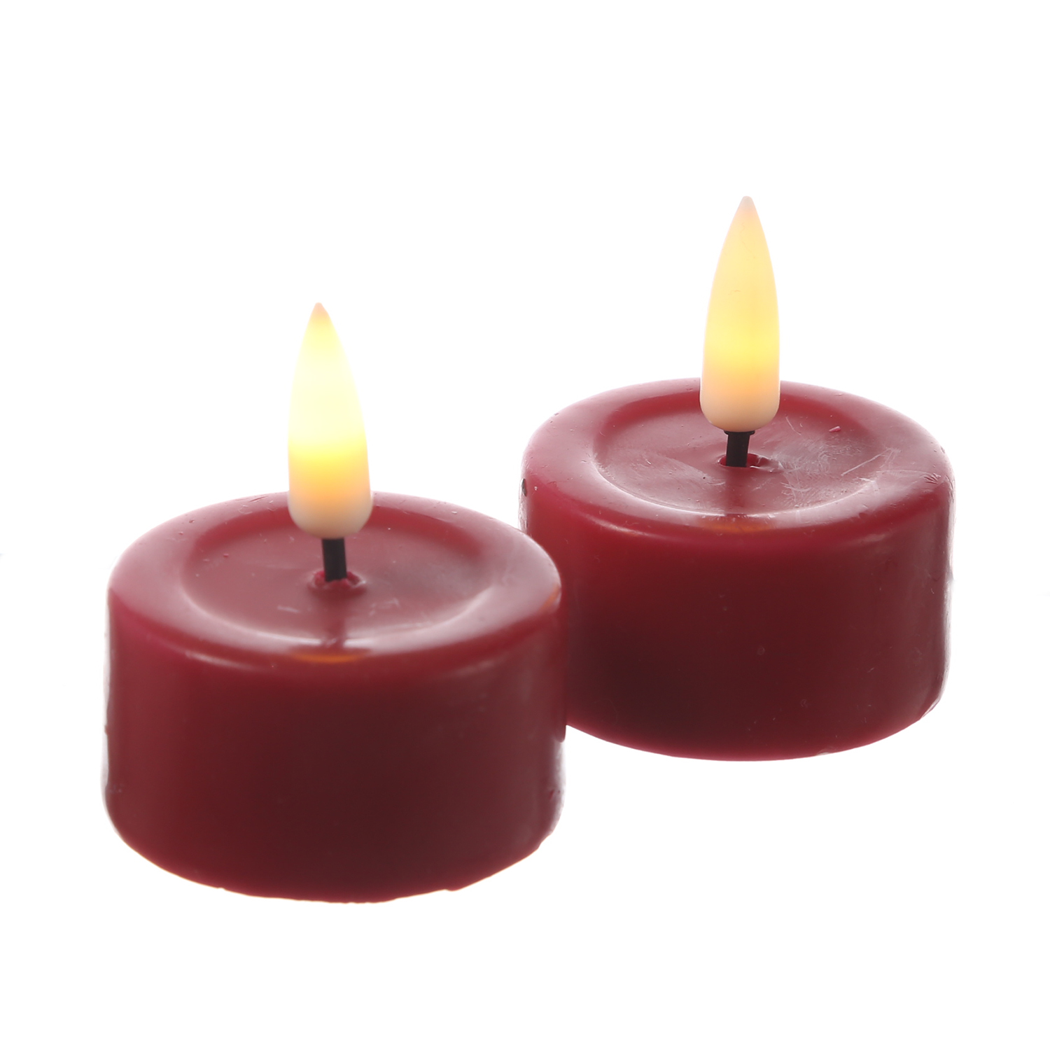 LED Teelichter MIA - Kunststoff - realistische 3D Flamme - D: 4,1cm - Batteriebetrieb - rot - 2 Stk