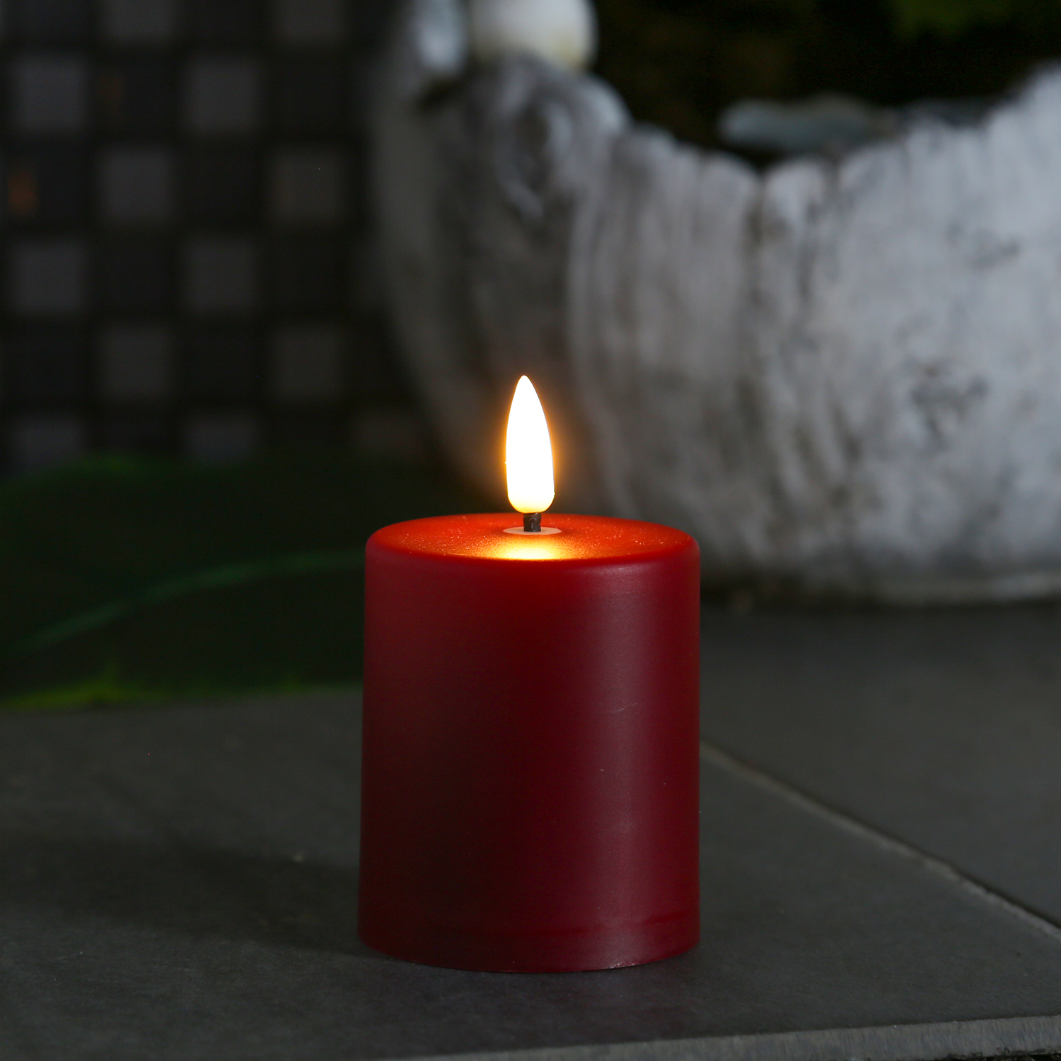 LED Mini Kerzen/Grabkerzen - H: 10cm/D: 6,1cm - Timer/Sensor - für Innen/Außen - bis 1200h - 2er Set