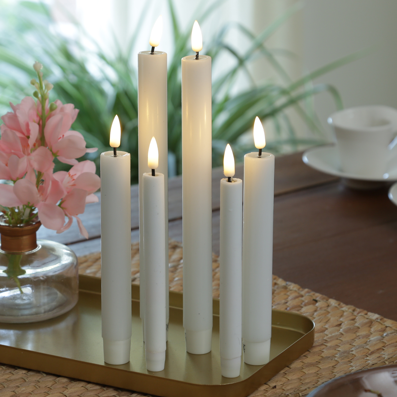 LED Stabkerzen MIA - Echtwachs - realistische 3D Flamme - H: 15cm - Batteriebetrieb - weiß - 2 Stk