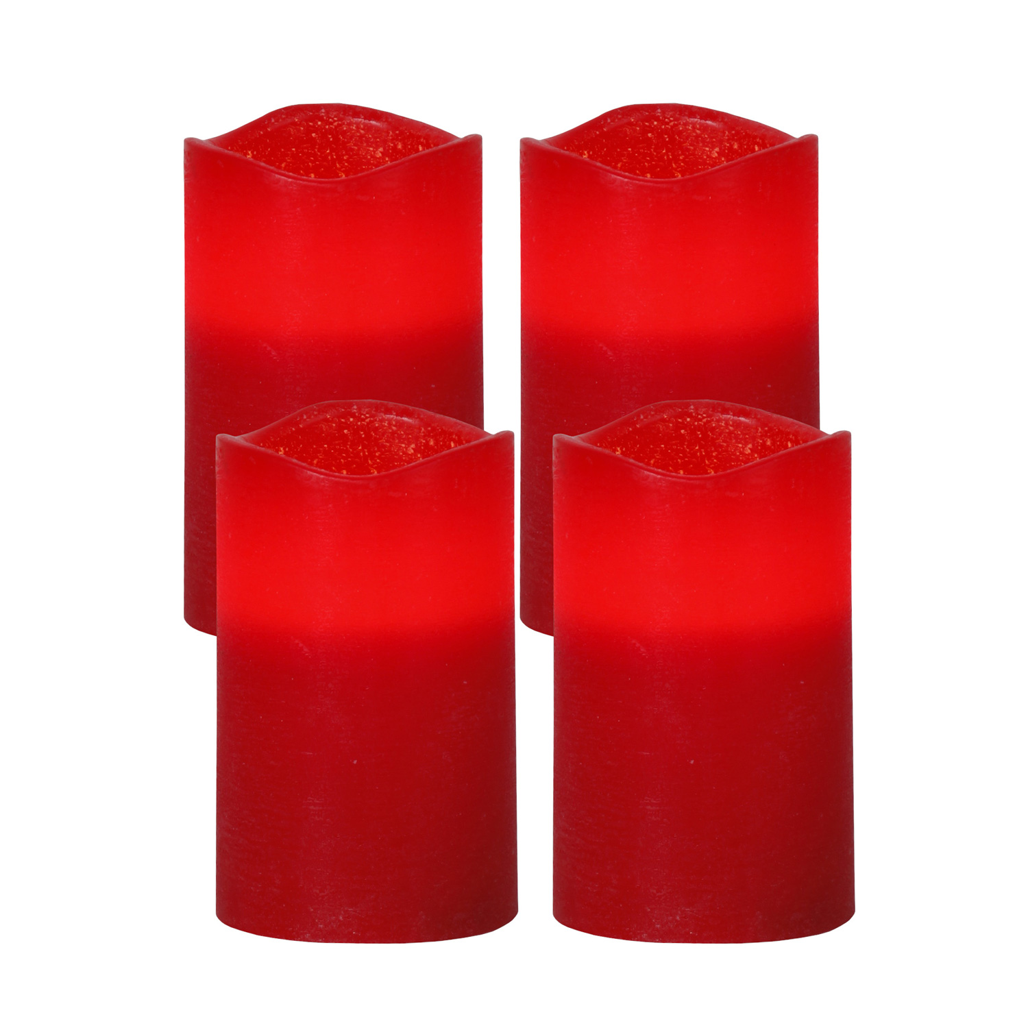 LED Kerzenset rot - Echtwachs - flackernde LED - Timer - H: 12,5cm, D: 7,5cm 4er Set LED Kerzenset rot - Echtwachs - flackernde LED - Timer - H: 12,5cm, D: 7,5cm 4er Set