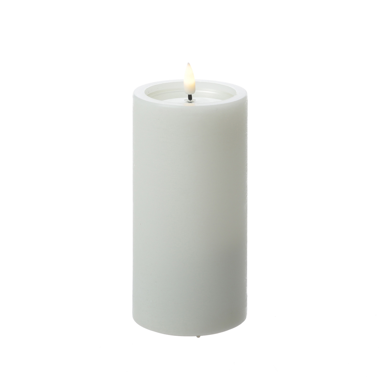 LED Kerze UNIQUE - Rustik-Optik - Echtwachs - H: 15cm - D: 7,5cm - bis zu 1500 Std. - weiß